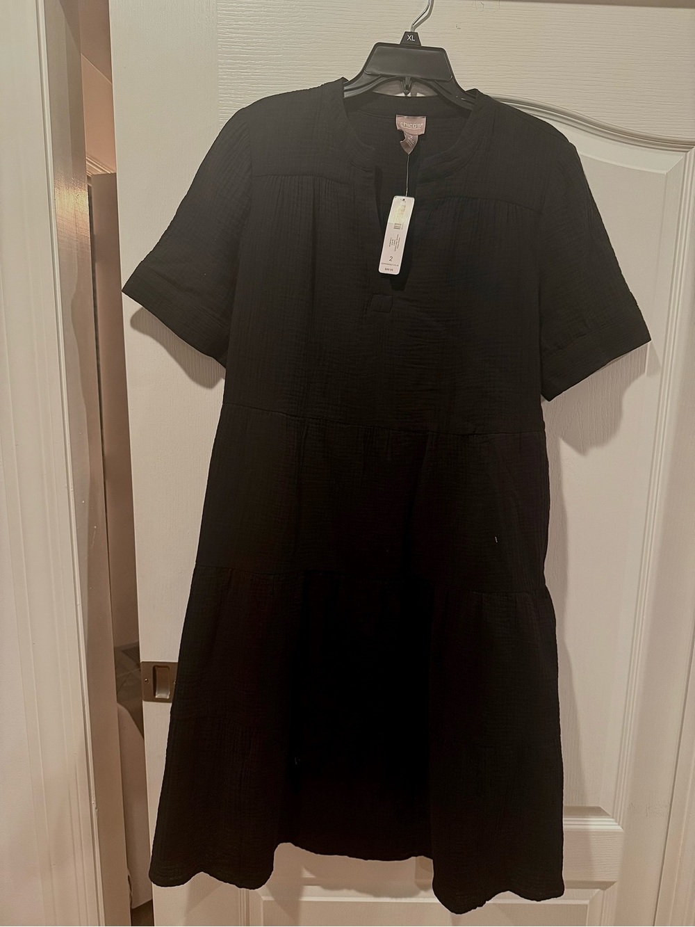 Chico gauze Black Tiered Short-Sleeve Dress - Classic Women's Dress